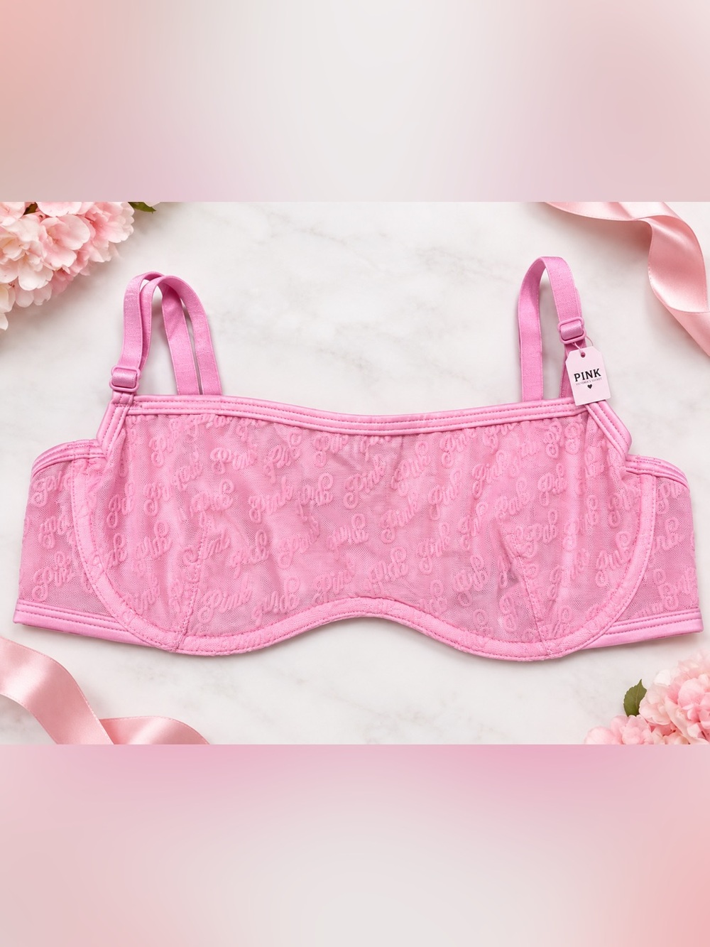 PINK Victoria's Secret Pink Lace Balconette Bralette